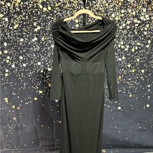 Commense Elegant Black Evening Maxi Dress Size L NWT